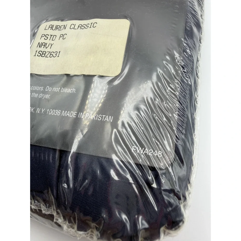 Ralph Lauren Vintage Irregular Pillowcases Set of 2 Navy Blue Cotton NEW